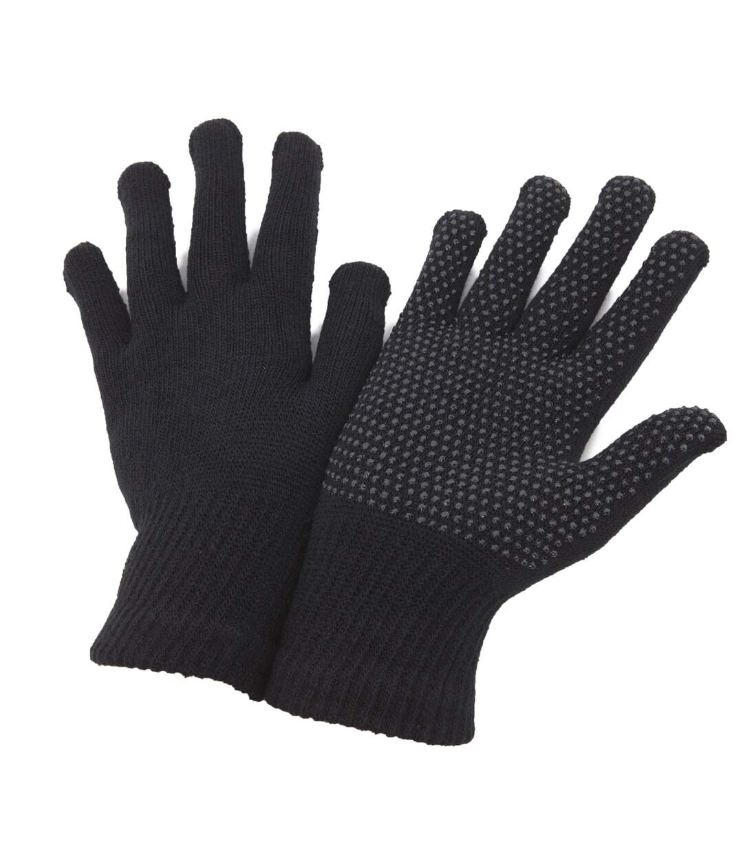 FLOSO - Gants extensibles avec accroches en PVC - Adulte unisexe (Noir) - UTGL377