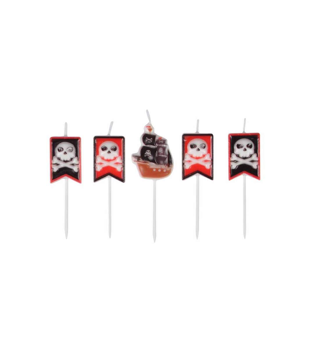 Lot de 5 Bougies d'Anniversaire Pirates Rouge & Noir-1
