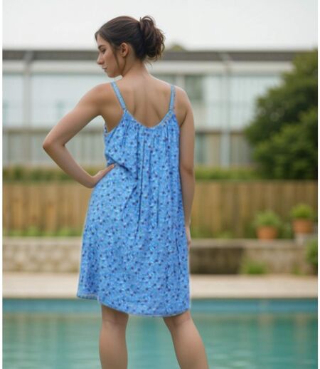 Robe d'été à  bretelles fines - Mi-longue - Bleu roi - Style ample  -  Décontractées et les sorties estivales