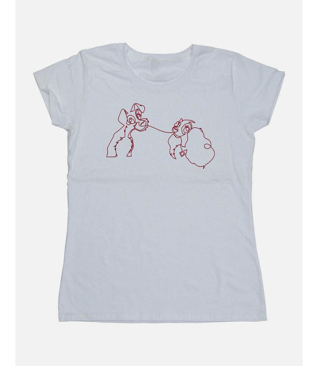Disney - T-shirt LADY AND THE TRAMP SPAGHETTI OUTLINE - Femme (Blanc) - UTBI15308-1