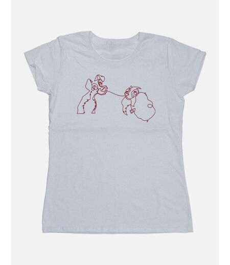 Disney - T-shirt LADY AND THE TRAMP SPAGHETTI OUTLINE - Femme (Blanc) - UTBI15308