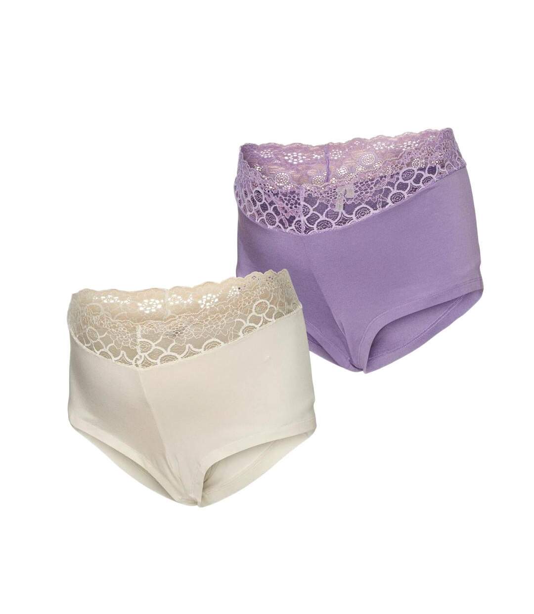 X2 Culottes de Grossesse Écru/Violet Femme Mamalicious Modal - M-1