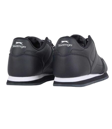 Mens Classic Coated Leather Trainers Navy White Slazenger