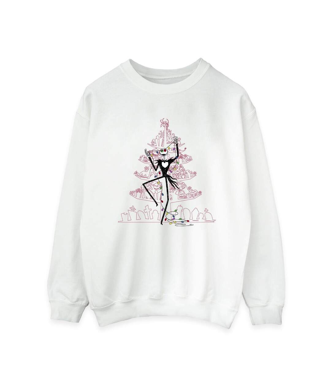 Disney Sweatshirt Womens/Ladies The Nightmare Before Christmas Tree Pink (Blanc) - UTBI31907-1
