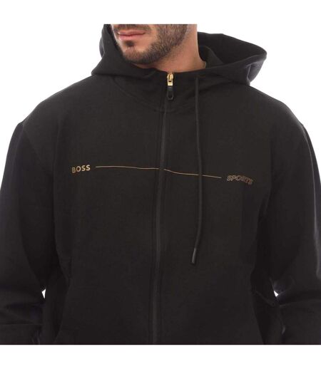 Mens Artwork Full Zip Hoodie Black Boss