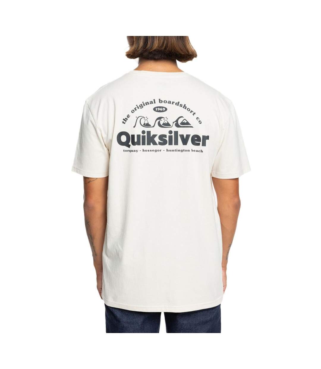 T-shirt Beige/Noir Homme Quiksilver Injection - XS