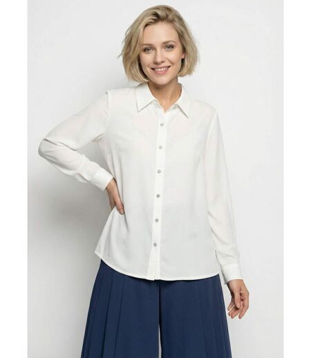 Chemisier fluide uni plissé boutons strass