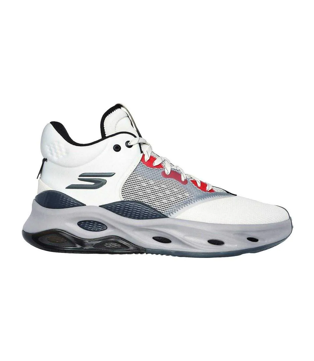 Mens Mesh Skateboarding Skate Shoes White Grey Skechers-1
