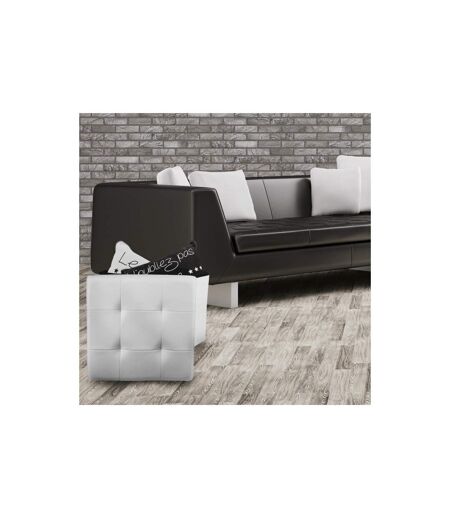 Pouf Coffre Pliable Capitonné Cesaro 37cm Blanc