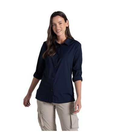 Womens/ladies Freeda Nosilife Long-sleeved Shirt Blue Navy Craghoppers
