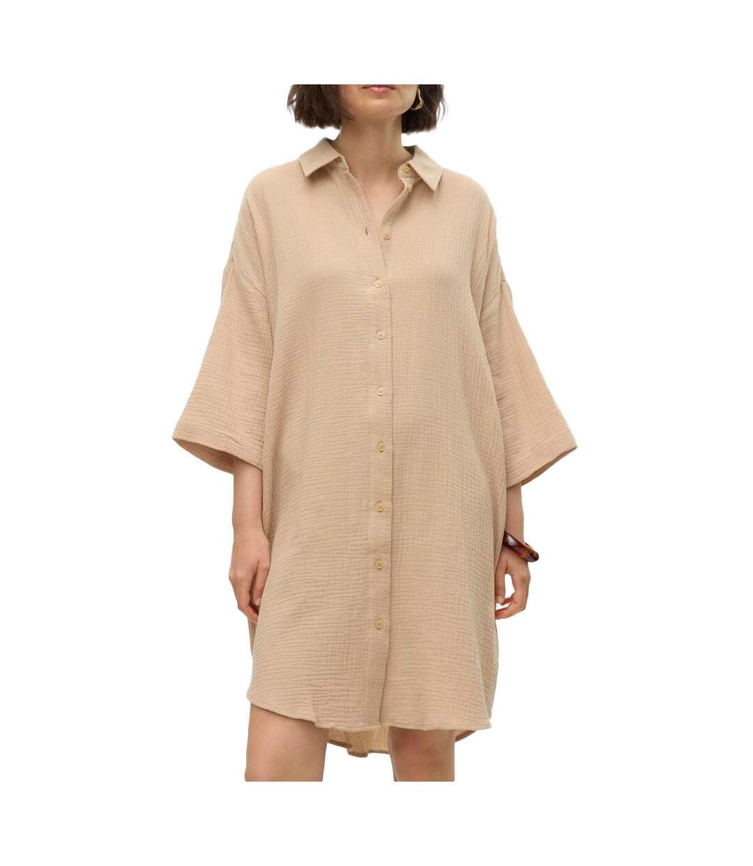 Robe Chemise Beige Femme Vero Moda Natali - L-1