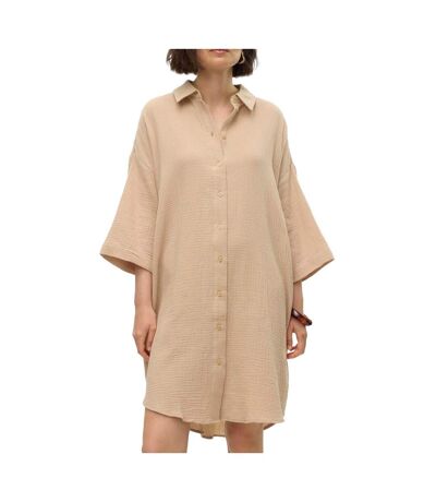 Robe Chemise Beige Femme Vero Moda Natali - L