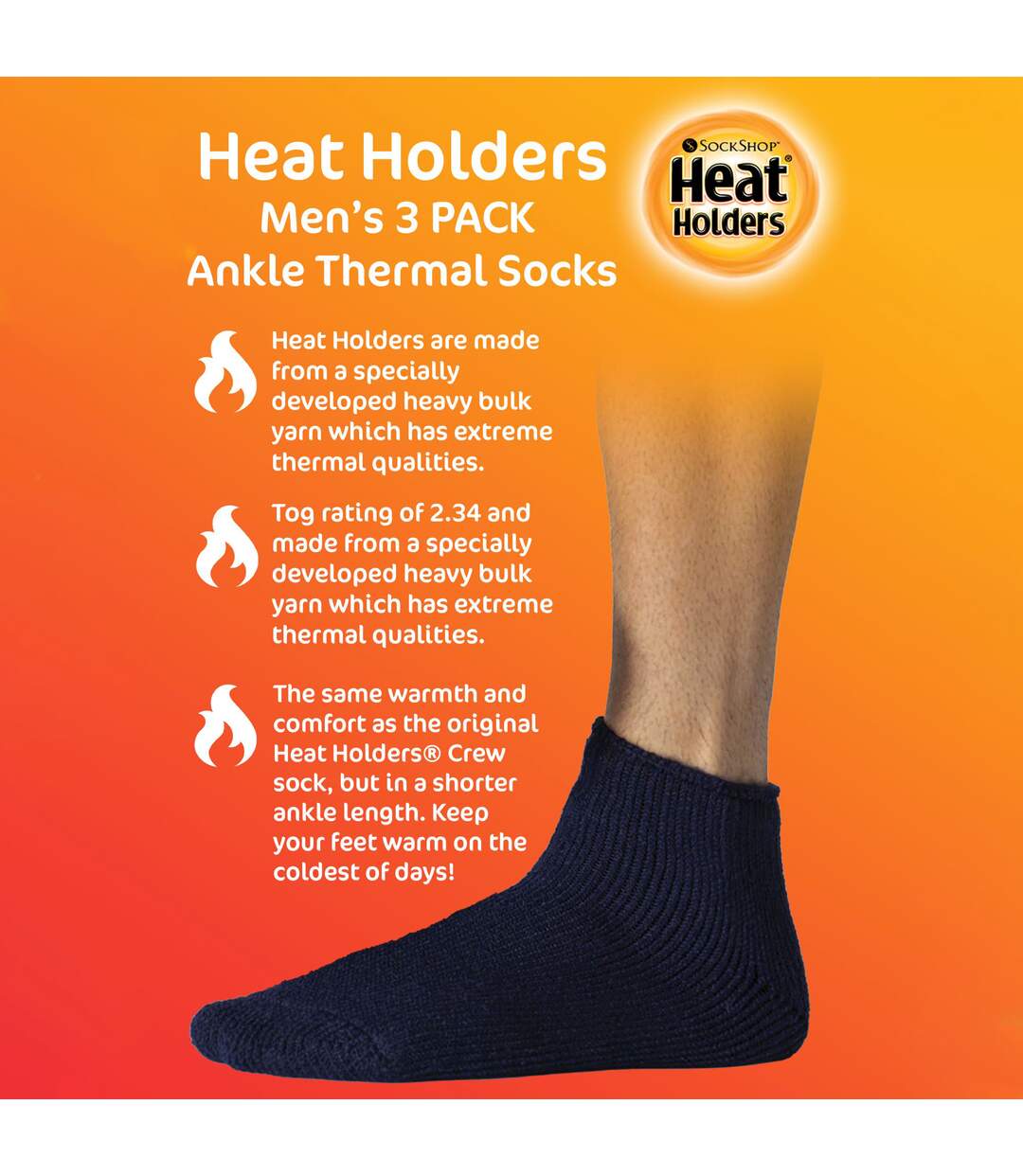 Mens 3 Pack Thermal Winter Soft Trainer Socks-3