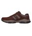 Mens Leather Round Toe Flat Walking Shoes Dark Brown Skechers-2