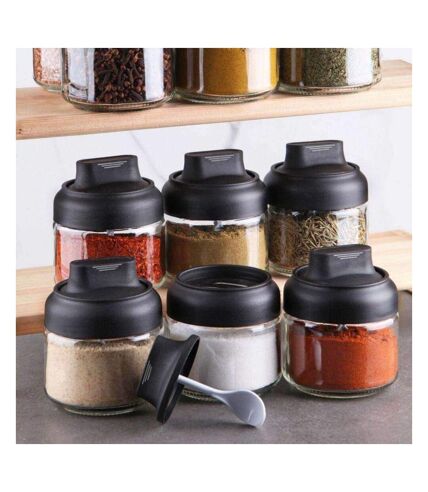 Pots à épices couvercle avec cuillères intégrées Spice (Lot de 12) 10 x 9.5 cm