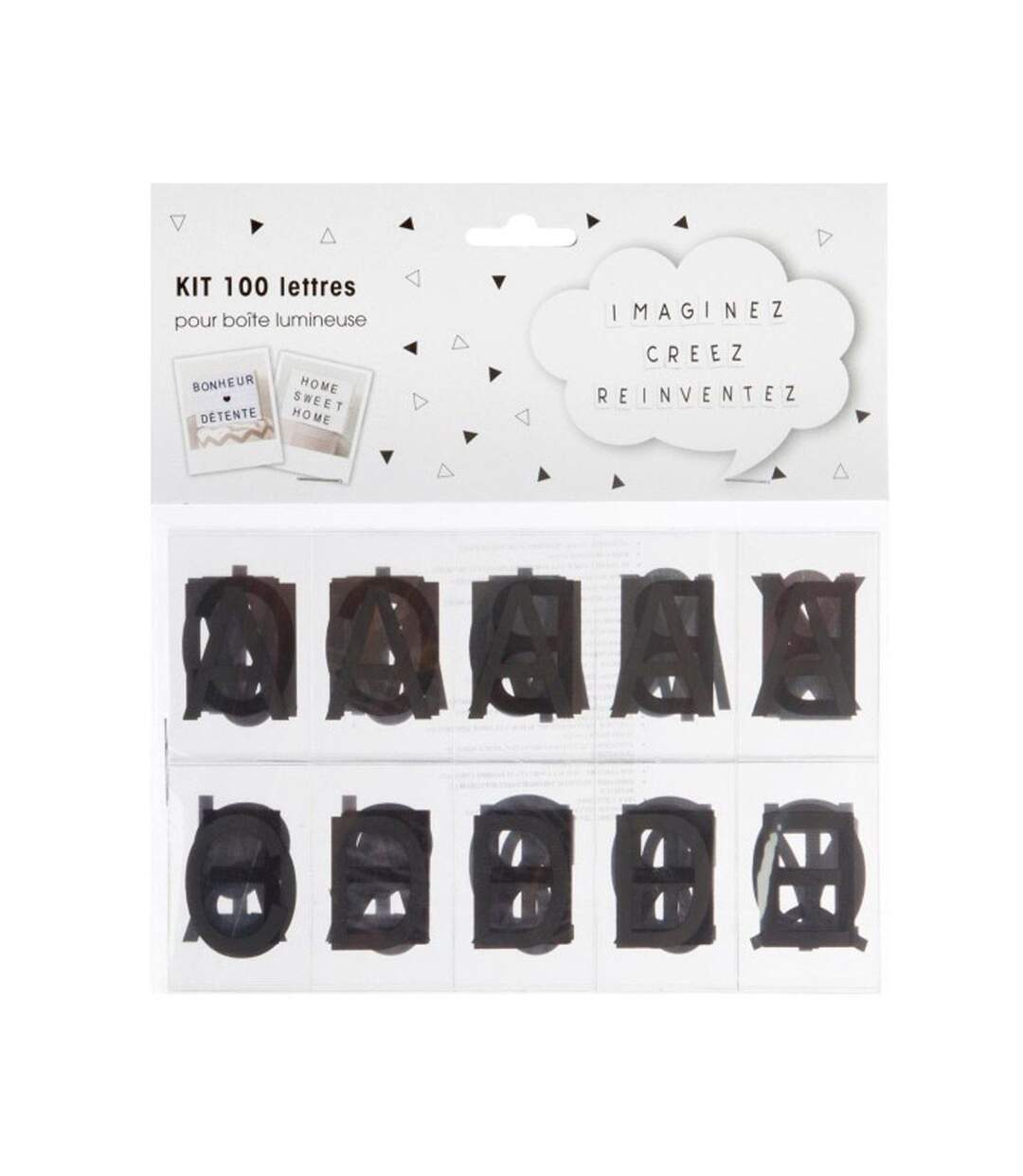 Lot de 100 Lettres pour Boîte Lumineuse 6cm Noir-1