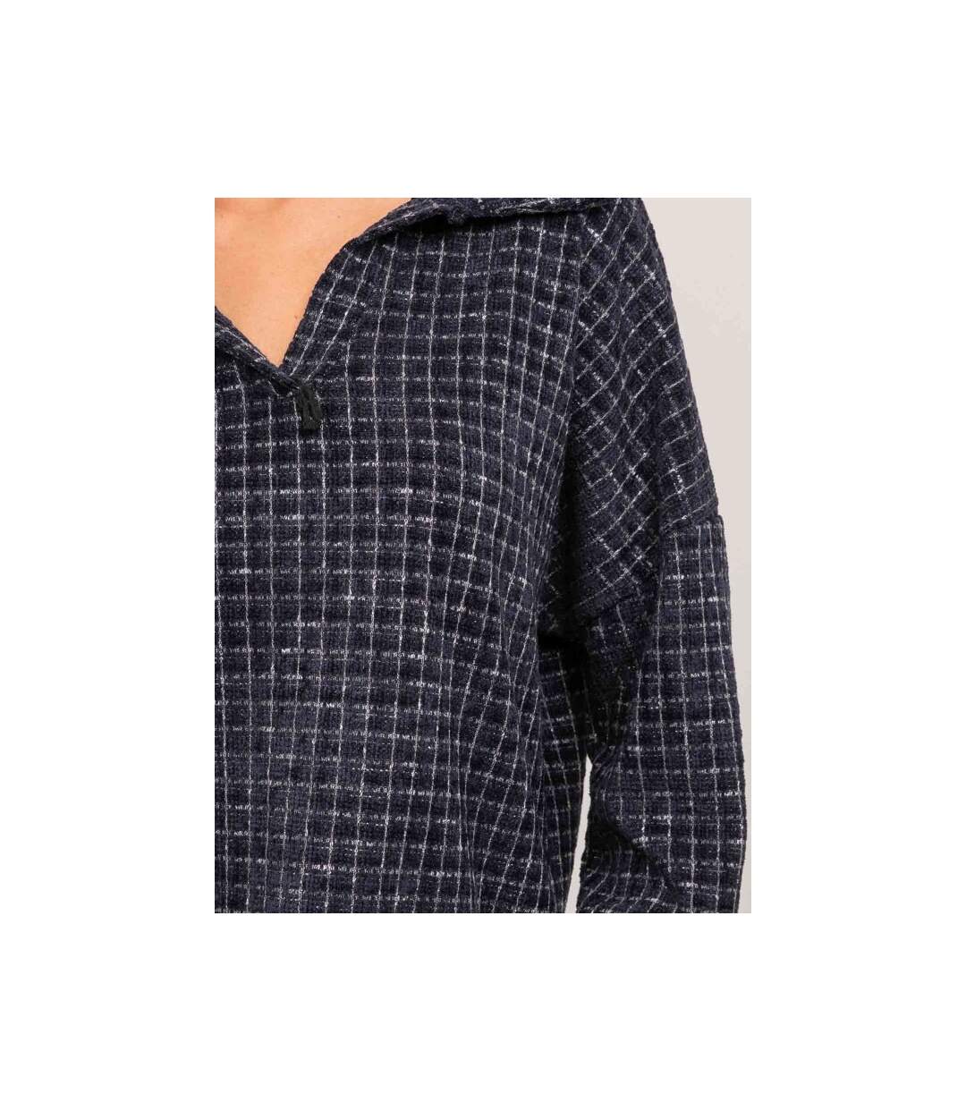 Haut à carreaux col chemise FARKANE - Dona X Lisa-3