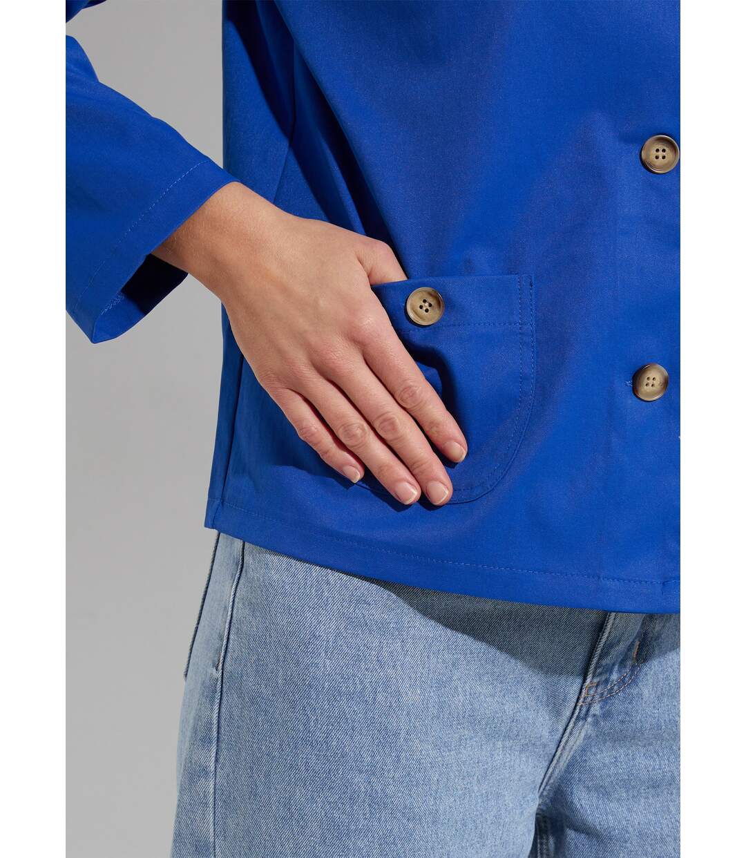 Veste boite en coton, avec col claudine-4