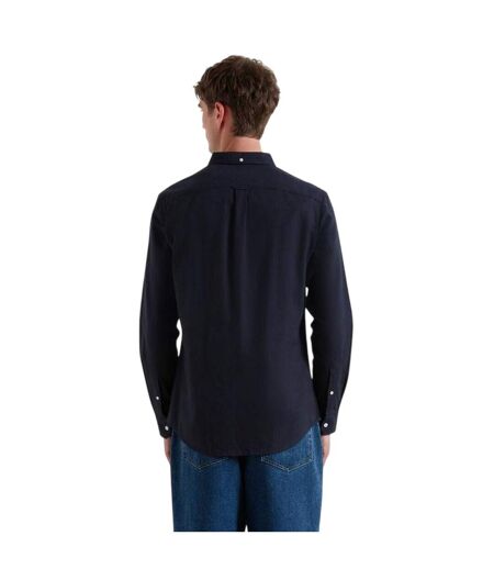 Mens Milners Oxford Long-sleeved Button-down Shirt Navy Marl Marl Farah