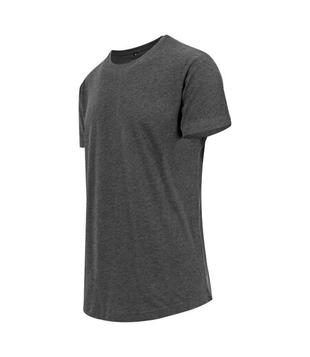 Build Your Brand Mens Shaped Long Short Sleeve T-Shirt (Charcoal)