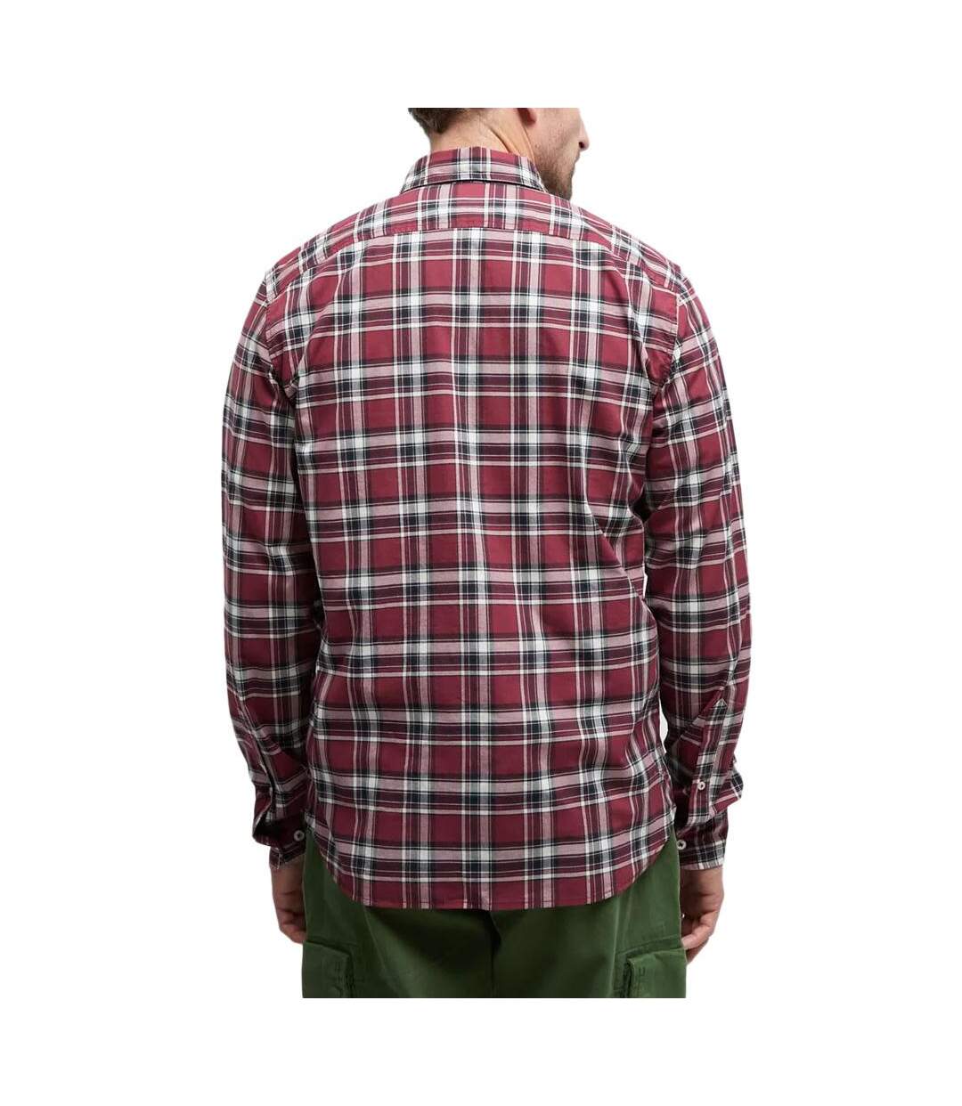 Chemise à carreaux  marine/bordeaux homme timberland poplin-2
