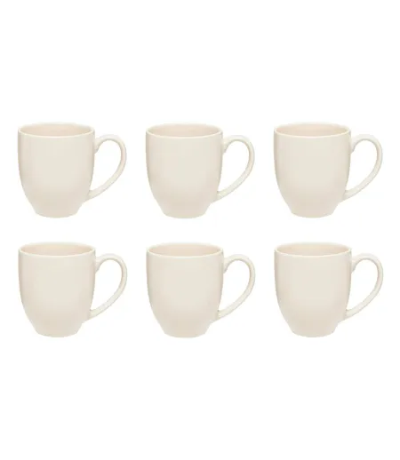 Lot de 6 Mugs en Céramique Maé 48cl Blanc