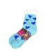 Chausson chaussette femme - Motifs coeurs - Socquettes pantoufles - Bleu