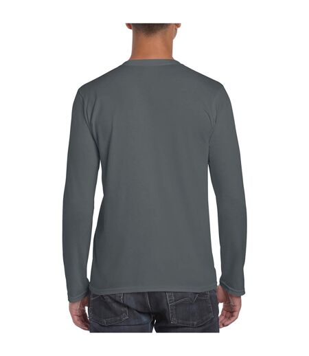 Pack Of 5   Mens Soft Style Long Sleeve T-shirt Charcoal Gildan