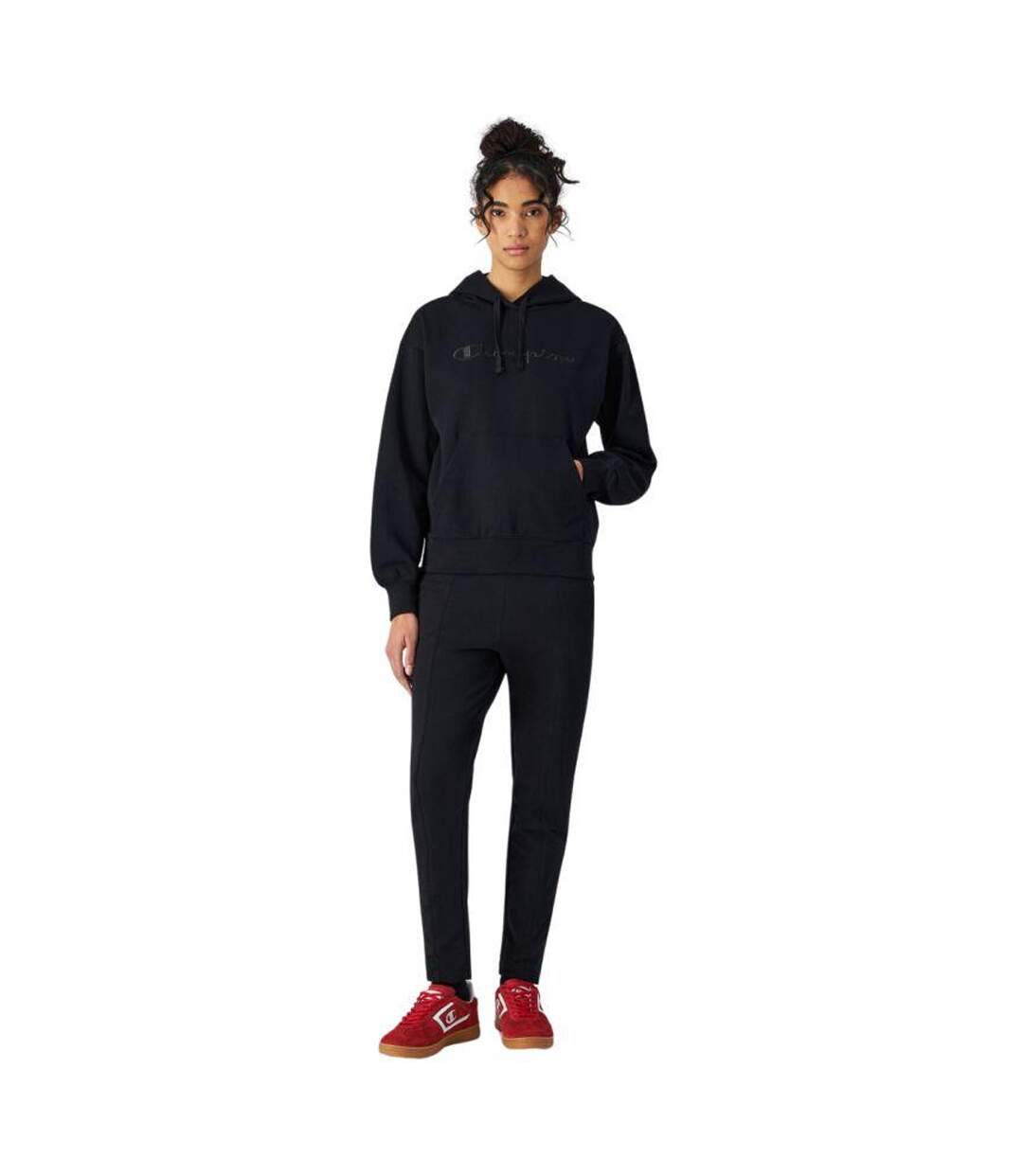 Sweat À Capuche Motif/style Logo Brodé Femme Noir Champion-1