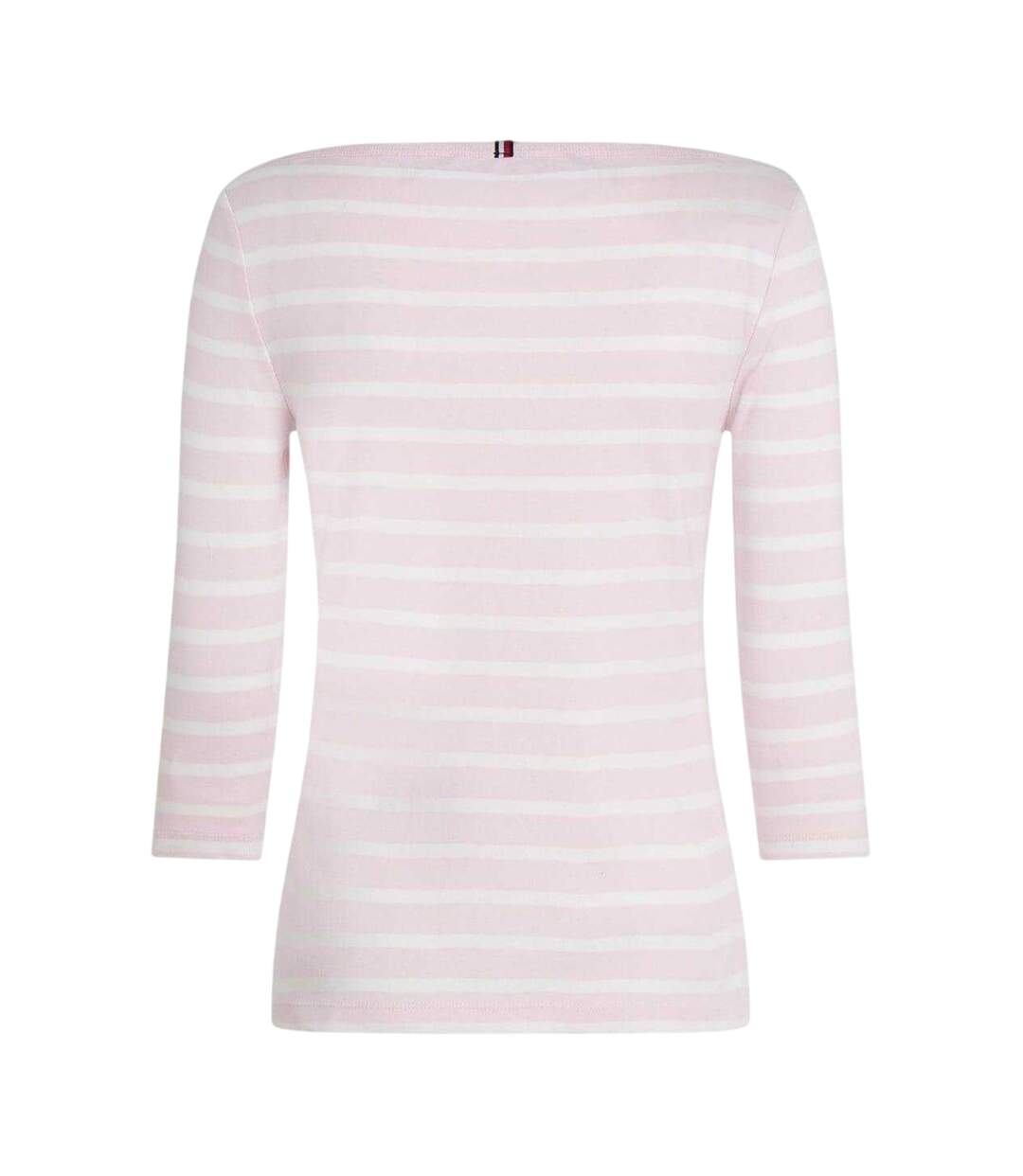 Womens/ladies Striped Boat Neck Slim T-shirt Pink Oat Tommy Hilfiger-3