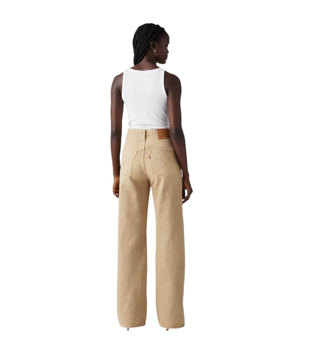 Womens/ladies Ribcage Denim Wide Leg Jeans Travertine Levis-3