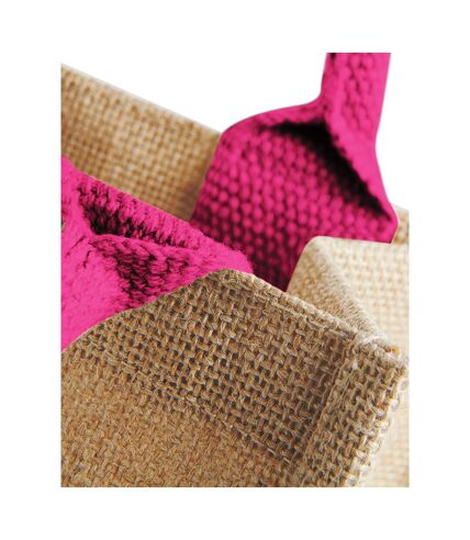 Sac en jute 6 litres taille unique naturel/fuchsia Westford Mill