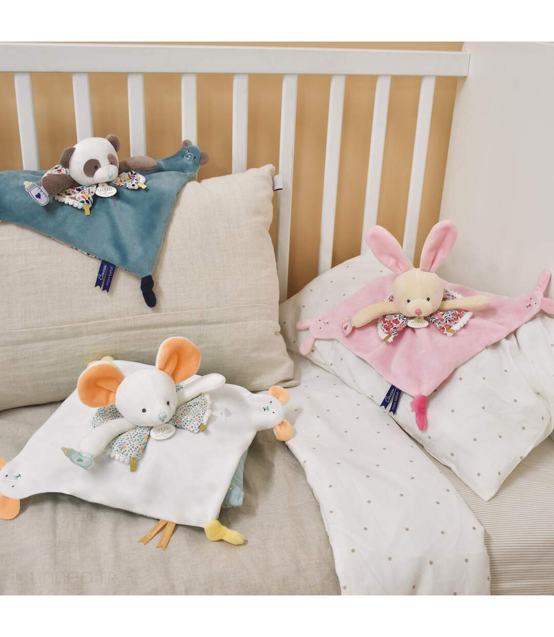 Doudou marionnette à doigts polyester collection LES PETITS FUTÉS Souris-5
