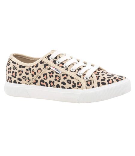 Womens/ladies Onlnicola Trainers Cream Leopard Only