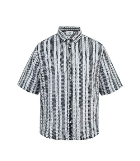 Mens Patterned Short-sleeved Shirt Black White Firetrap