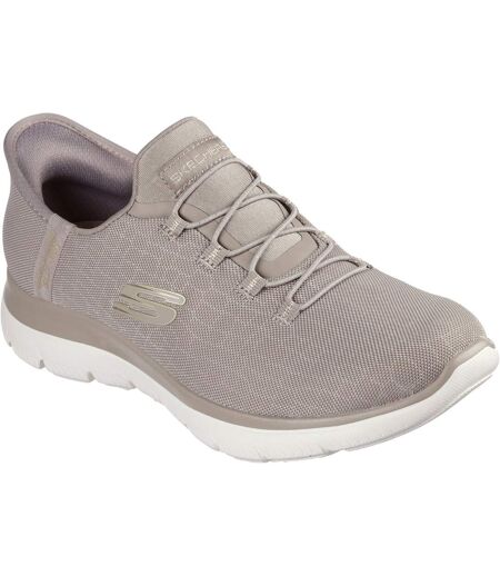 Womens/ladies summits classy night trainers taupe/gold Skechers