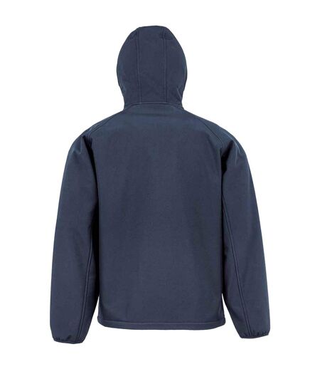 Mens hooded 3 layer recycled soft shell jacket navy Result