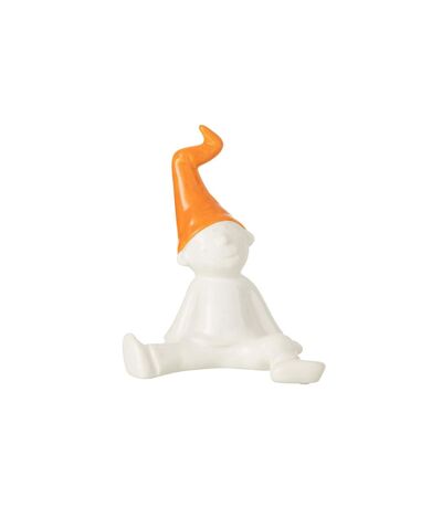 Statuette Déco Nain 31cm Blanc & Orange