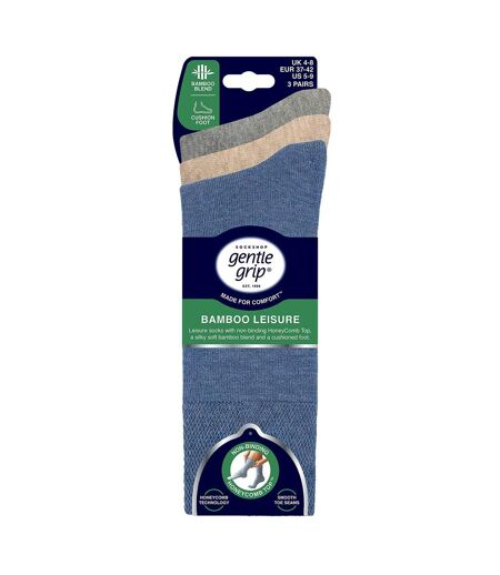 Gentle Grip- Lot De 3 Chaussettes Femme Bambou Respirantes Confort