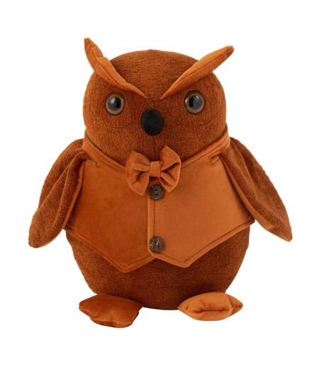 Cale-Porte en Velours Bouclé Chouette 28cm Cognac