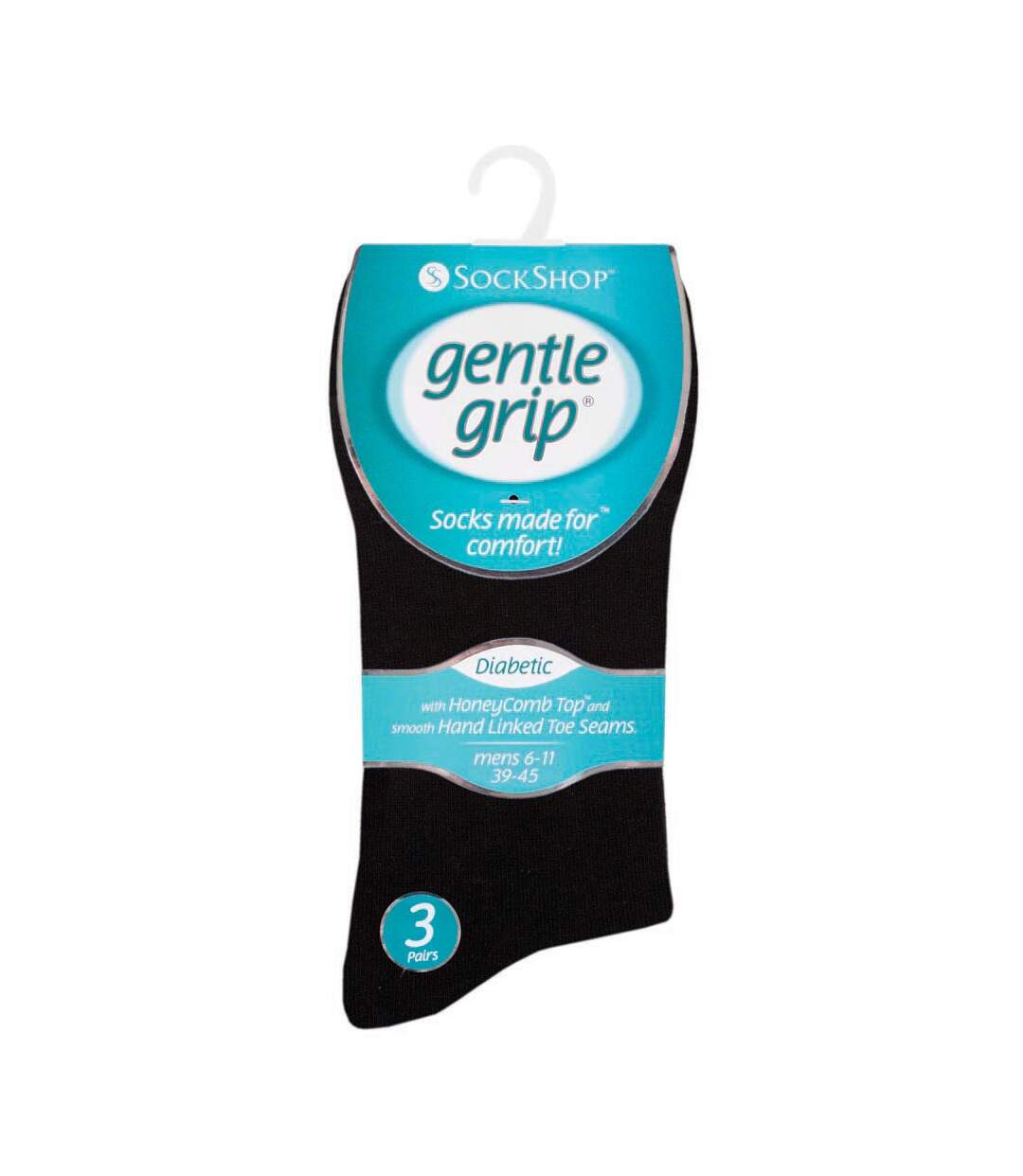 Gentle Grip - Mens 6 Pair Multipack Diabetic Sock with Honey Comb Top and Hand linked Toe Seams-2