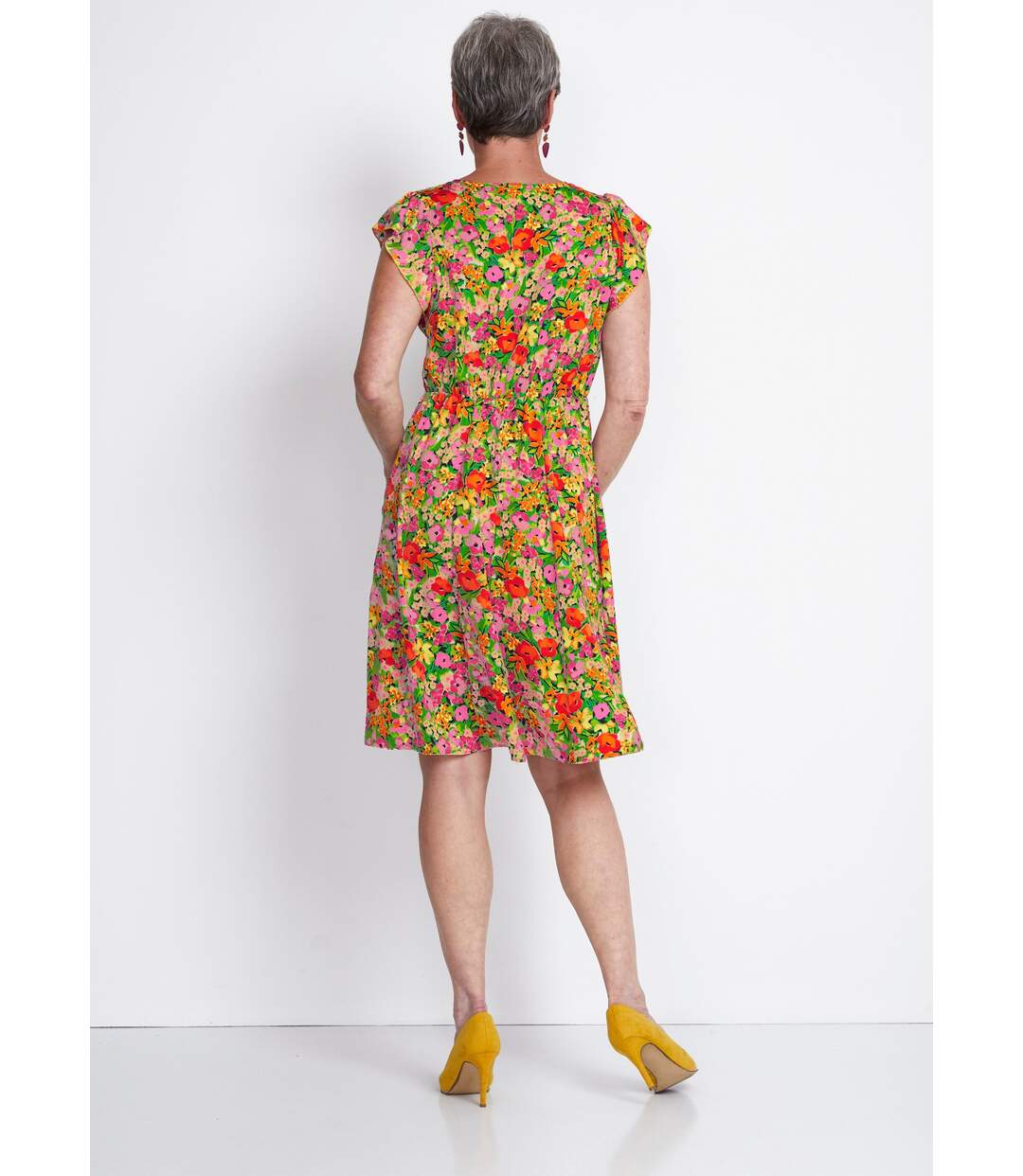 Robe courte volantée imprimé floral-2