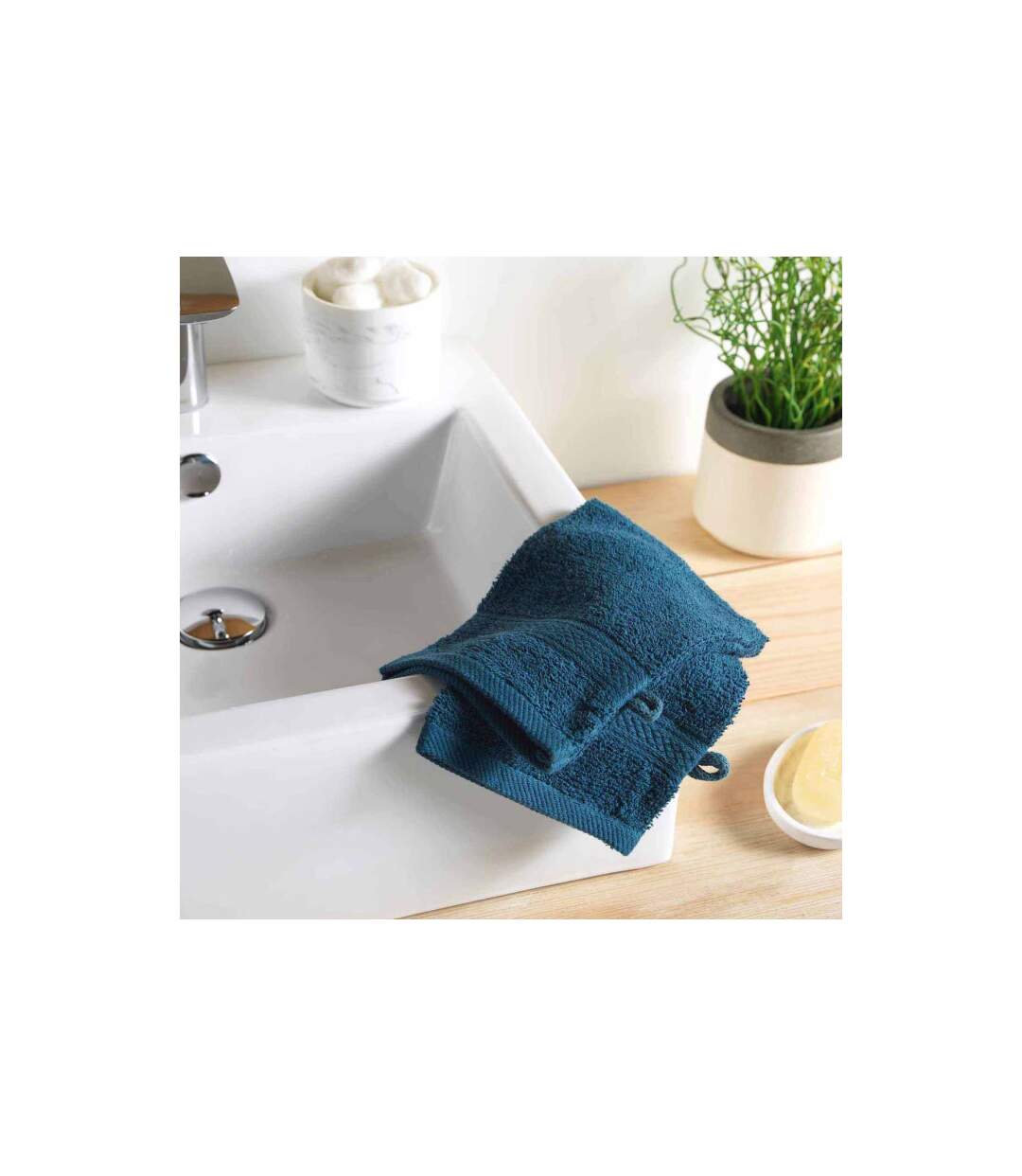 Lot de 2 Gants de Toilette Colors 15x21cm Bleu Nuit-1