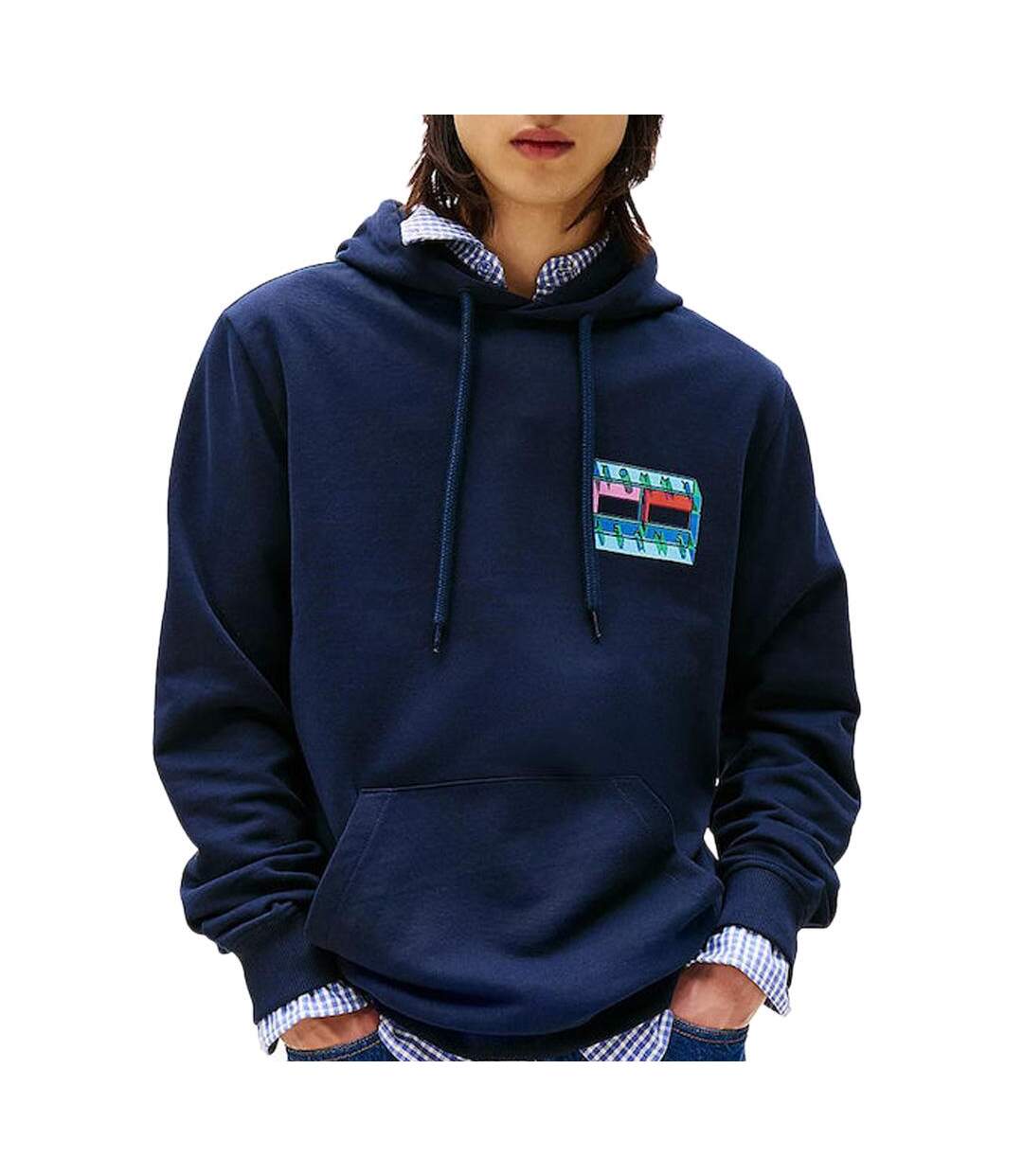 Sweat marine homme tommy hilfiger tjm flag-1