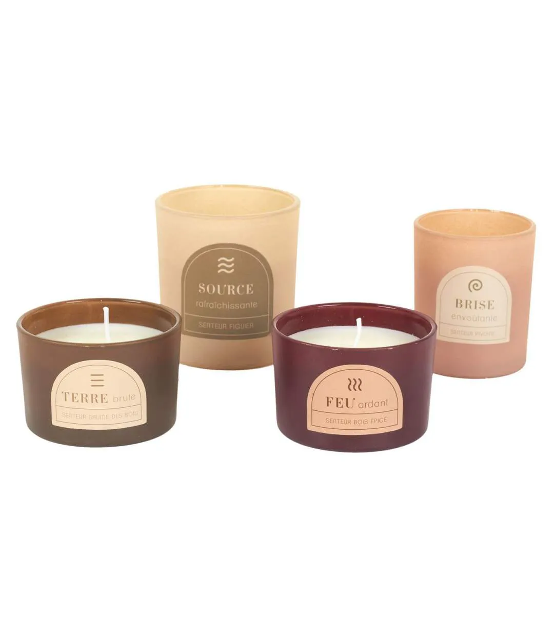 Coffret 4 Bougies Parfumées Éléments 8cm Beige-2