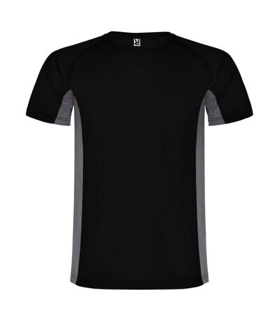 Mens shanghai short-sleeved sports t-shirt solid black/dark lead Roly