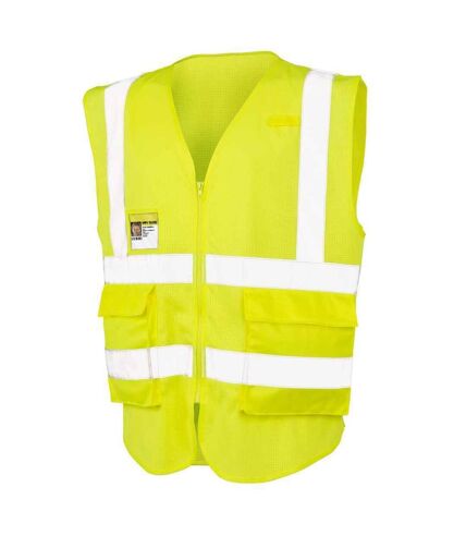 Unisex adult executive mesh safety hi-vis vest fluorescent yellow SAFE-GUARD by Result