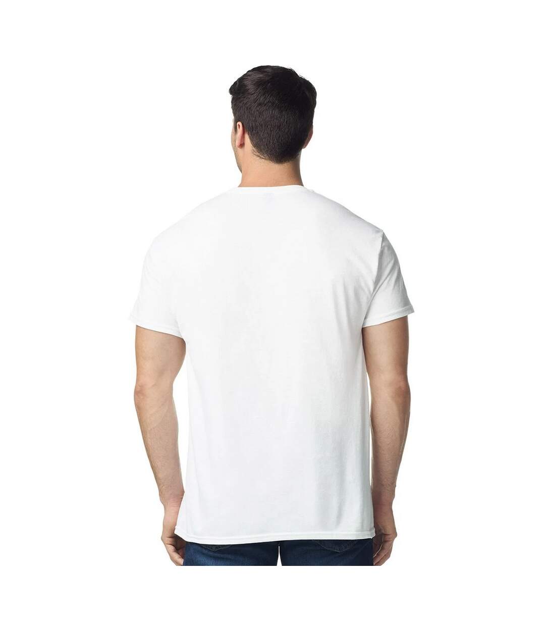 T-shirt Uni Manches Courtes En Coton Homme Blanc Gildan-3
