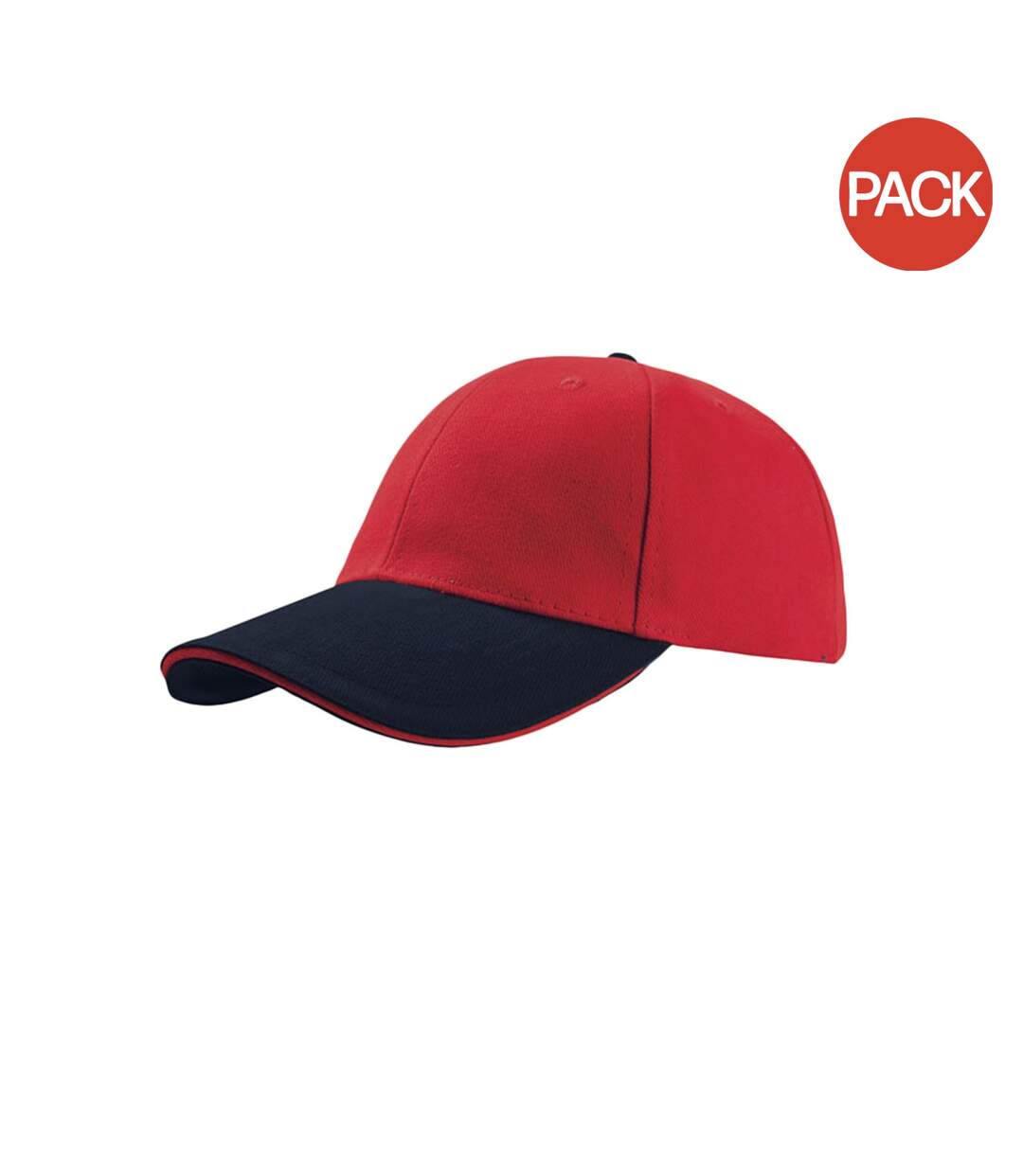 Lot de 2  casquettes en coton épais adulte rouge / bleu marine Atlantis-1