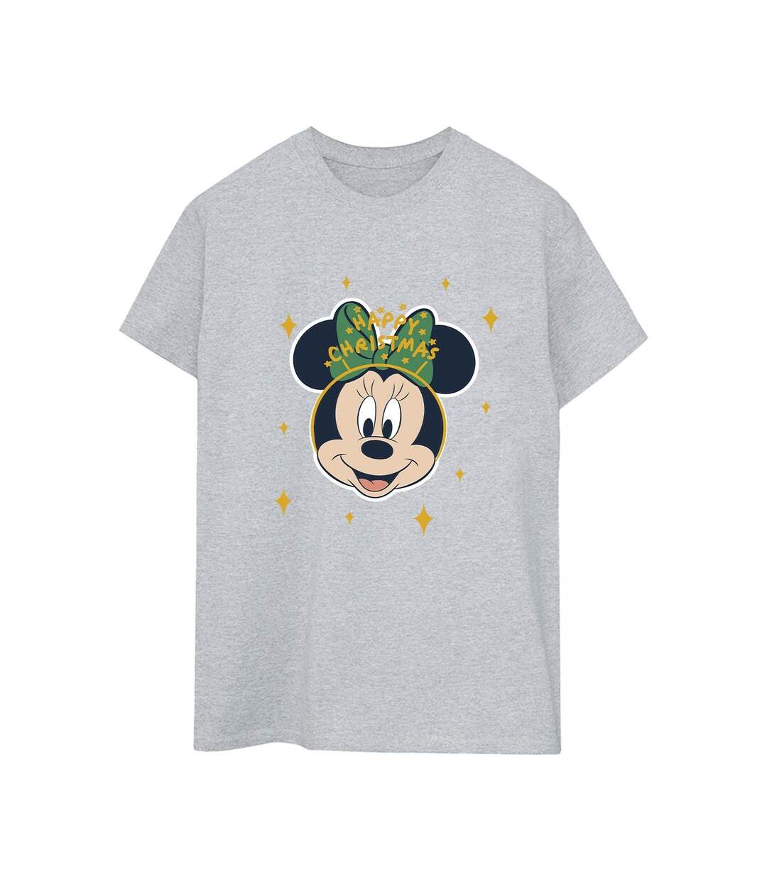 Disney Womens/Ladies Minnie Mouse Happy Christmas Cotton Boyfriend T-Shirt (Gris sportif) - UTBI39247-1